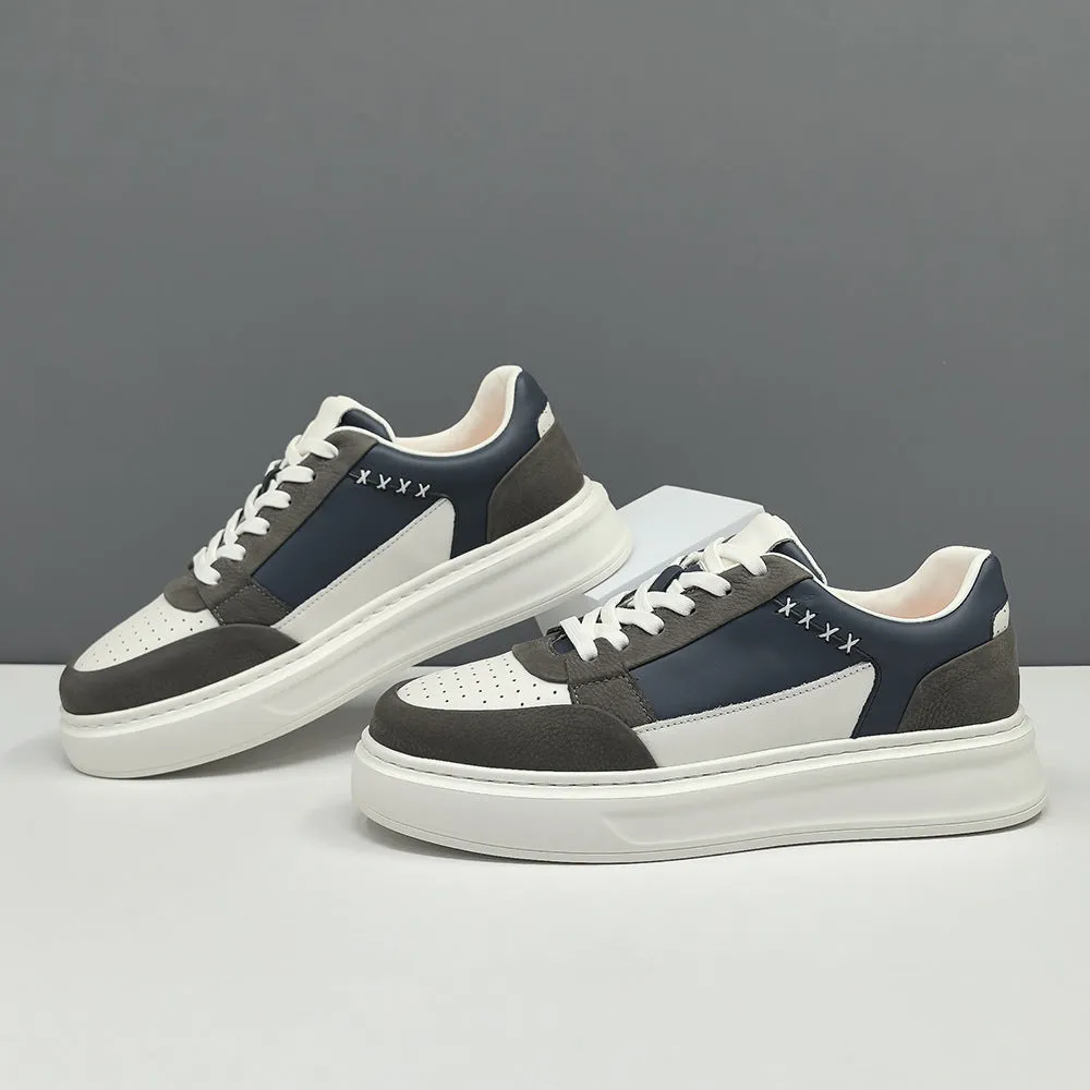 Men Fashion Casual Breathable Leather Court Sneakers