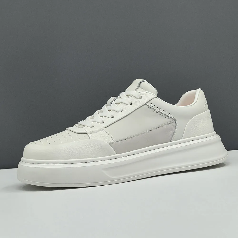 Men Fashion Casual Breathable Leather Court Sneakers