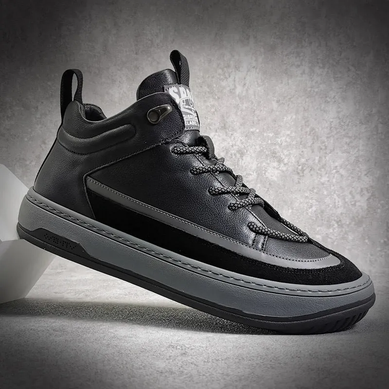 Men Fashion Casual Patchwork Leather Sneakers