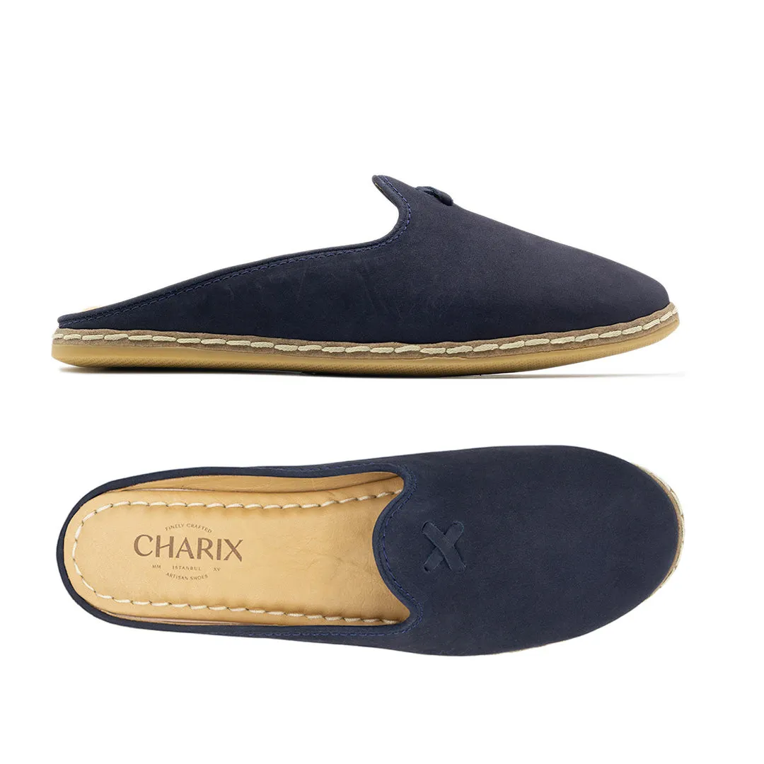 Navy Nubuck Mule Shoes