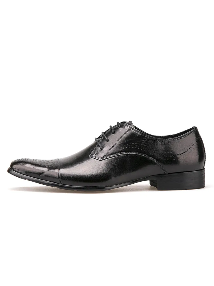 New British style brogue carved men's formal cowhide leather shoes wedding party simple lace-up derby shoes