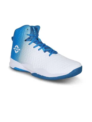 Nivia Engraver Basketball, Shoes For Men With Breathable Mesh Stitched For Better Fit And Smooth, Comfortable Shoes, (White/Sky Blue)