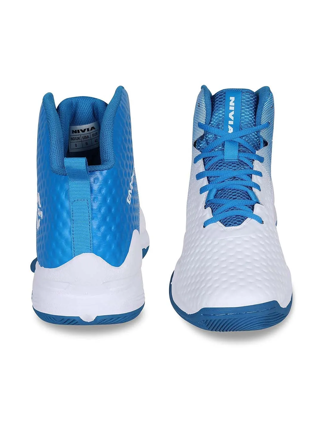 Nivia Engraver Basketball, Shoes For Men With Breathable Mesh Stitched For Better Fit And Smooth, Comfortable Shoes, (White/Sky Blue)