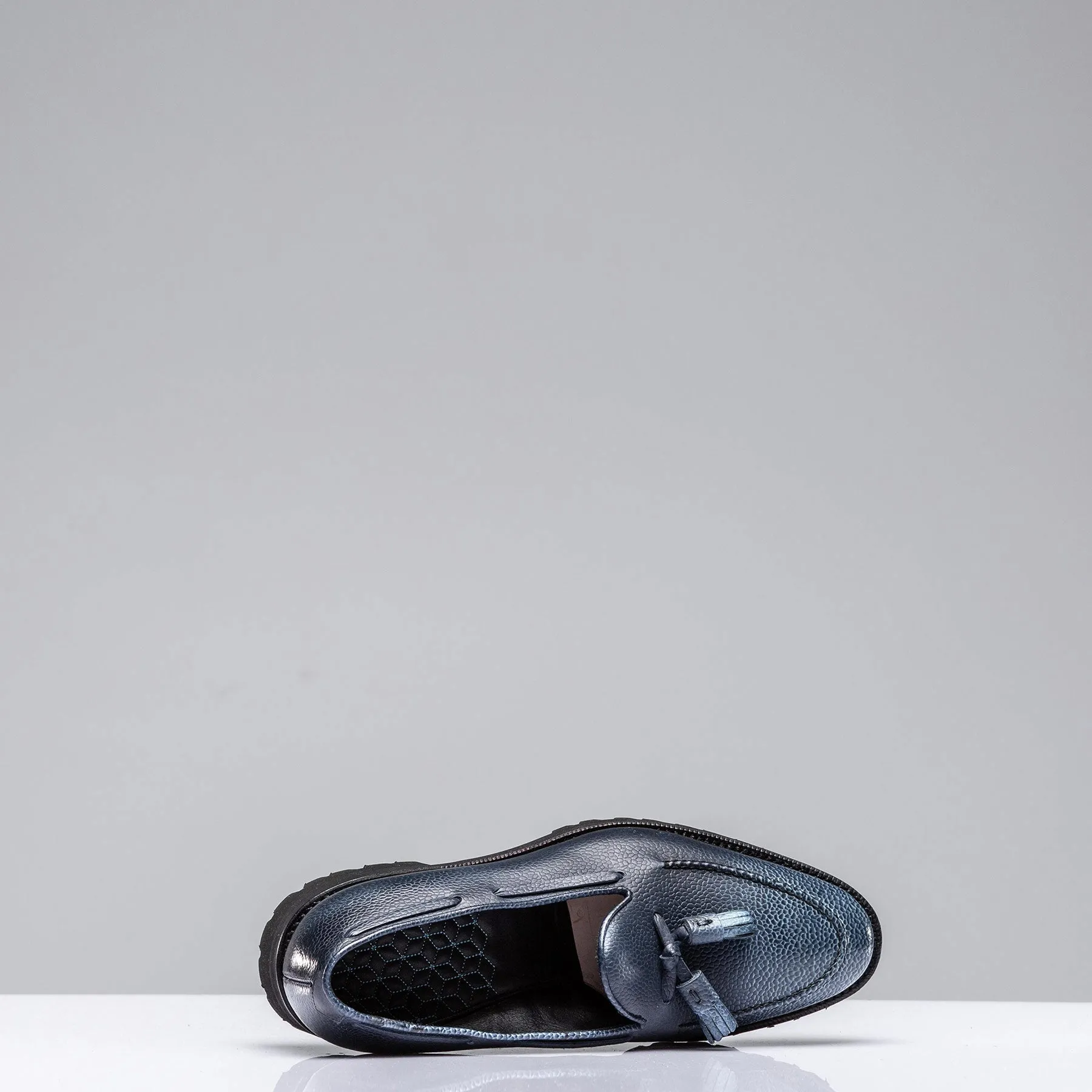 Norman Vilalta Pebble Grain Derby Loafer in Blue
