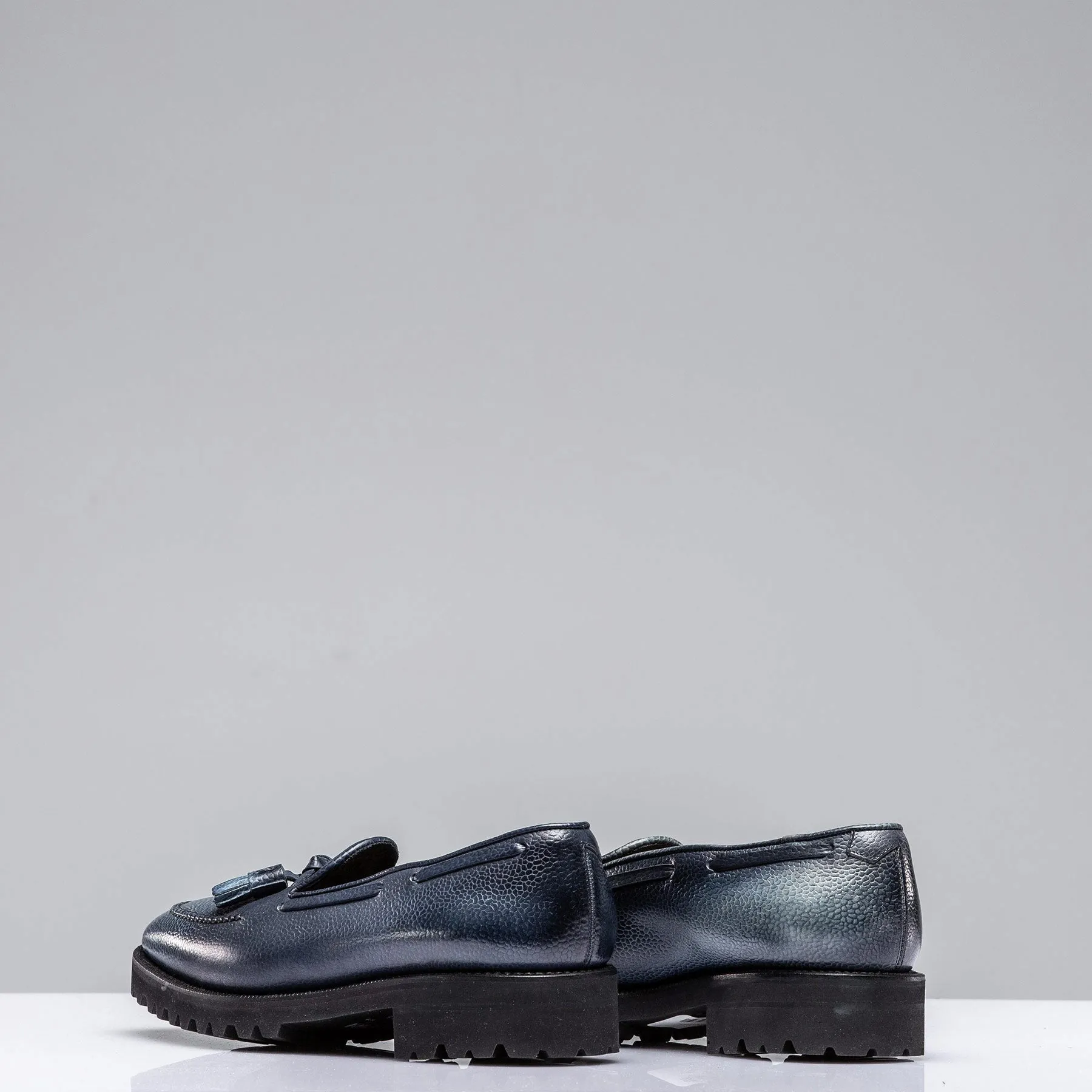 Norman Vilalta Pebble Grain Derby Loafer in Blue