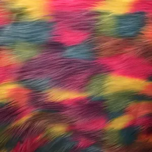 Pastel Rainbow Patchwork Faux Fur Fabric