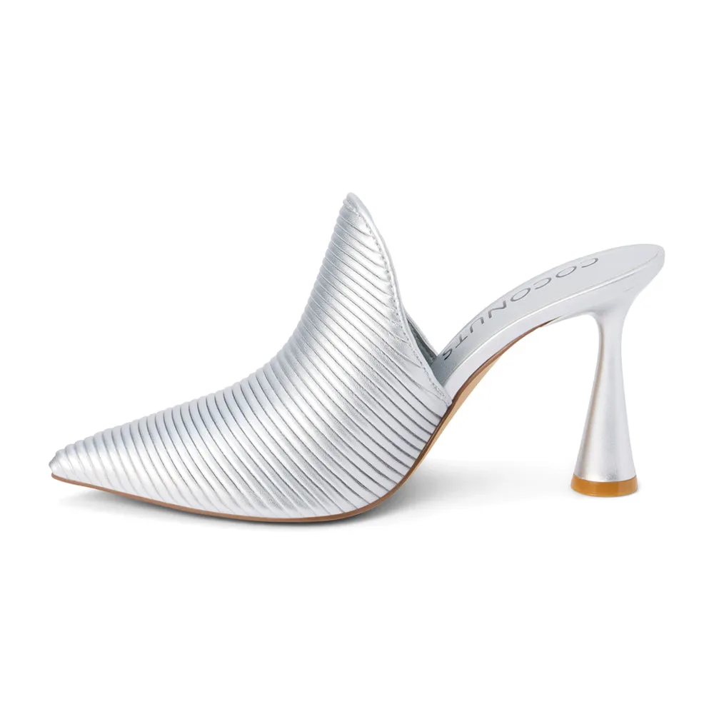 Raina Embossed Metallic Pointed Toe Mules