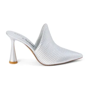 Raina Embossed Metallic Pointed Toe Mules