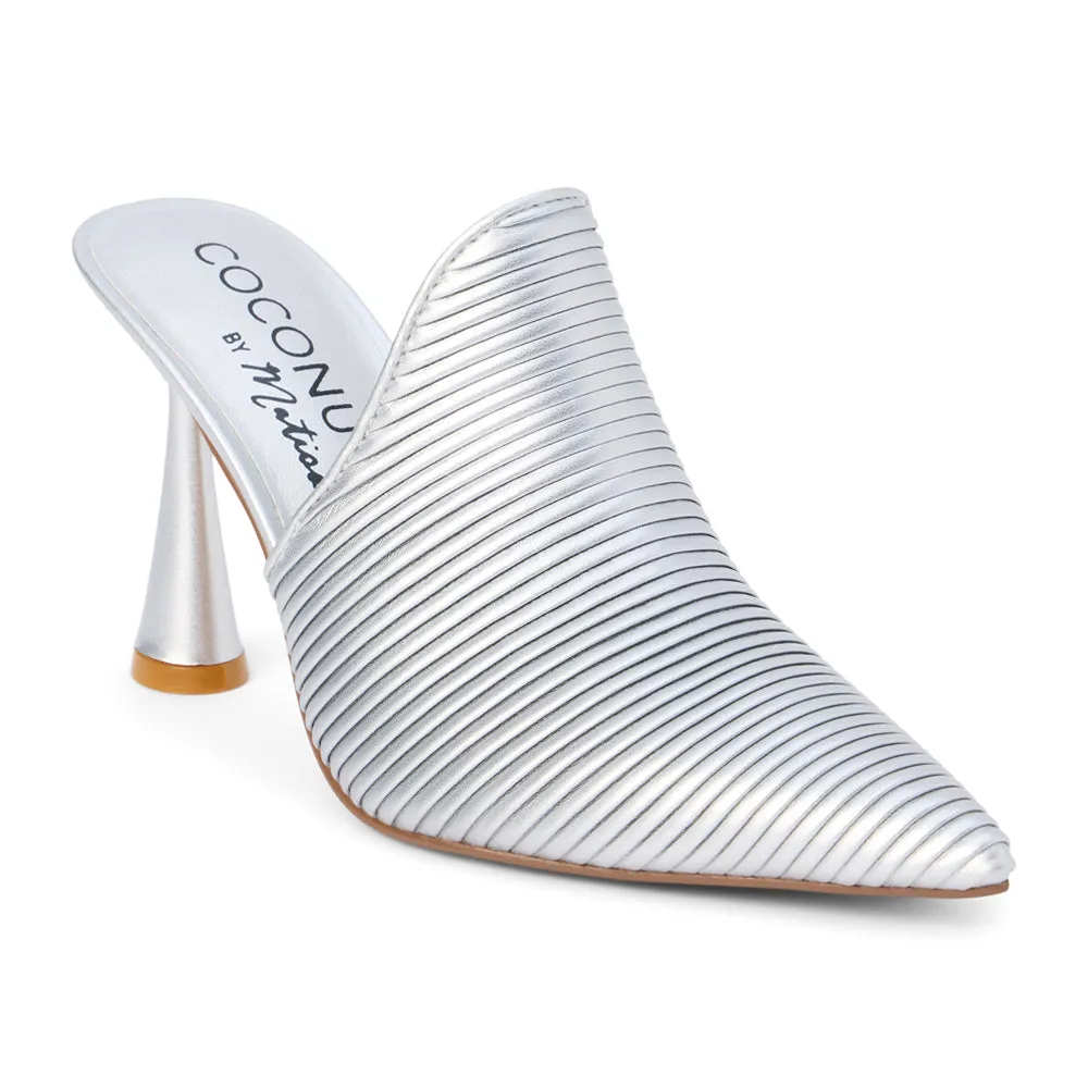 Raina Embossed Metallic Pointed Toe Mules
