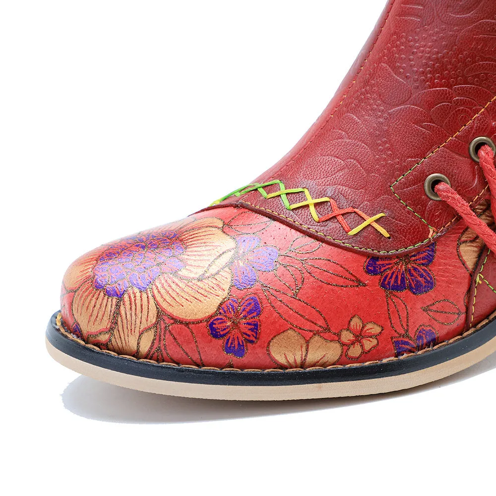 Retro Leather Patchwork Casual Comfort Booties