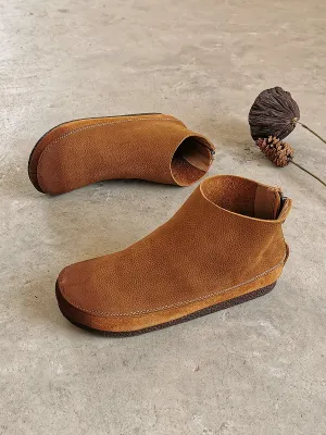 Retro Patchwork Leather Ankle Boots
