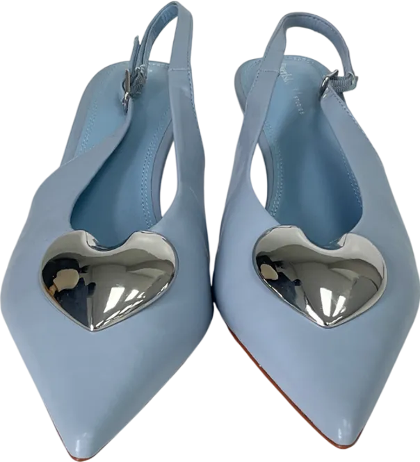 River Island Blue Heart Sling Back Heeled Court Shoes UK 7 EU 40 👠