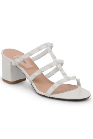 ROCKSTUD THREE STRAP PATENT 60MM MULE | WHITE
