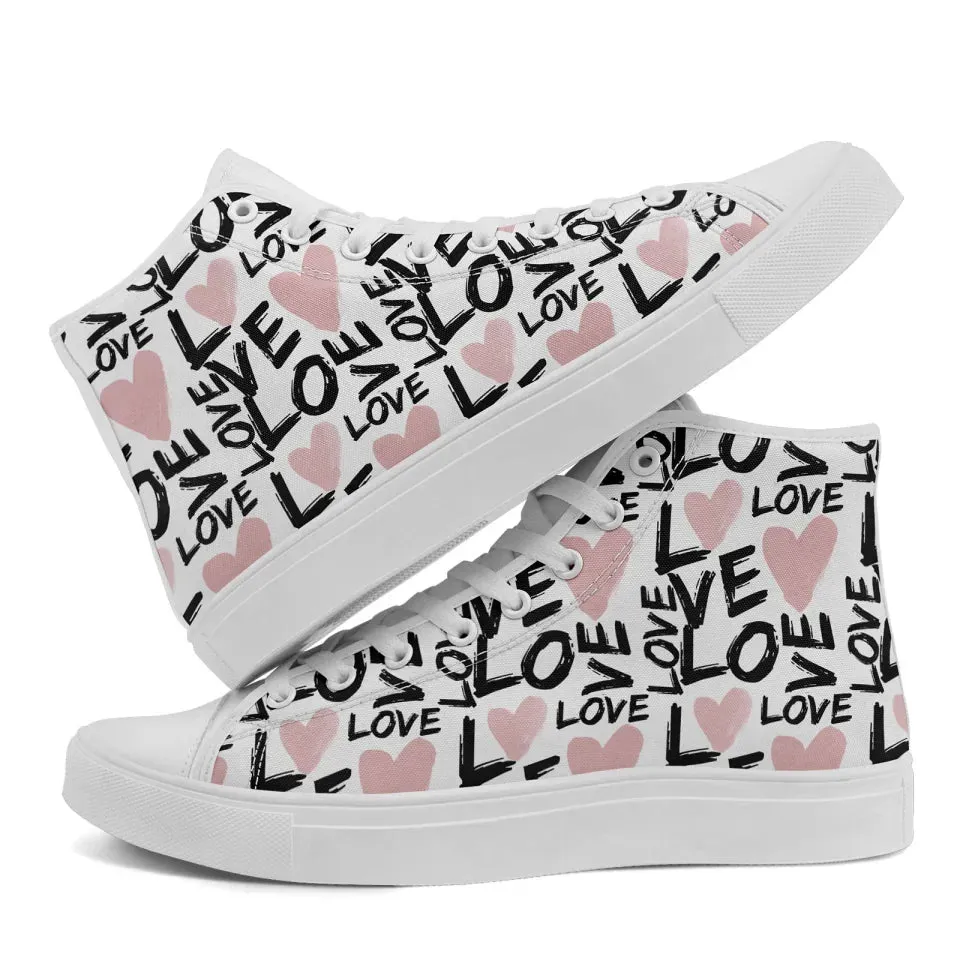 Unique Gift,Personalized Happily Ever After Sneakers, Custom Love-Themed High Tops Shoes, Unique Gift for Couples