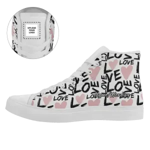 Unique Gift,Personalized Happily Ever After Sneakers, Custom Love-Themed High Tops Shoes, Unique Gift for Couples