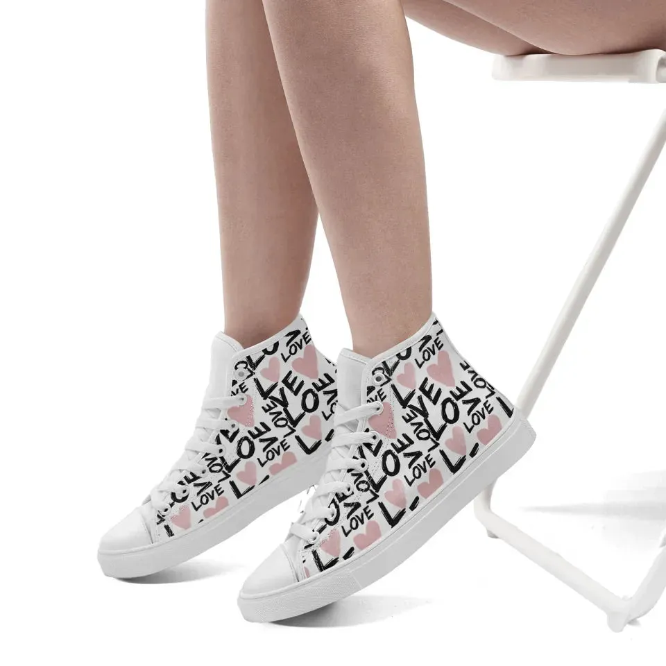 Unique Gift,Personalized Happily Ever After Sneakers, Custom Love-Themed High Tops Shoes, Unique Gift for Couples