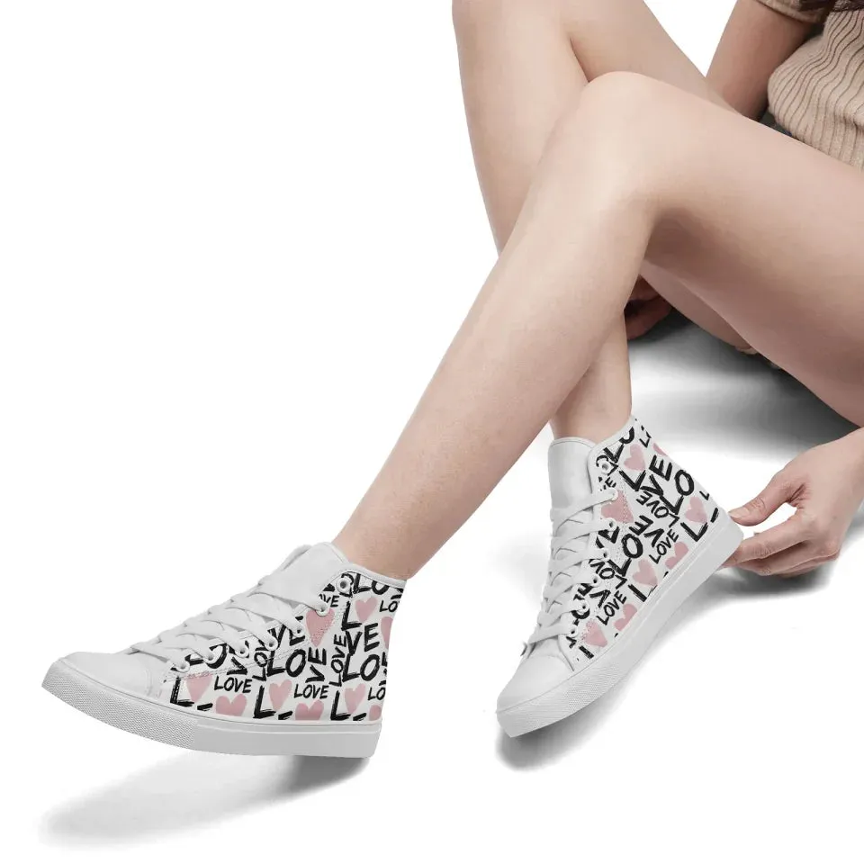 Unique Gift,Personalized Happily Ever After Sneakers, Custom Love-Themed High Tops Shoes, Unique Gift for Couples