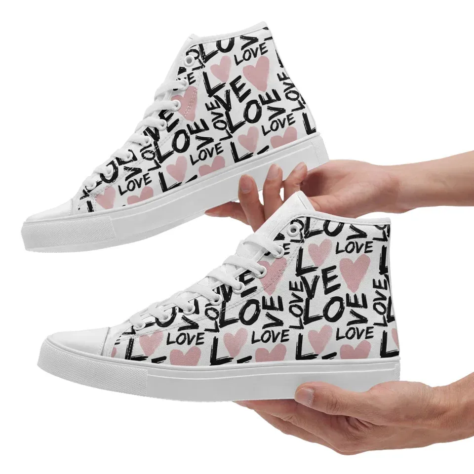 Unique Gift,Personalized Happily Ever After Sneakers, Custom Love-Themed High Tops Shoes, Unique Gift for Couples