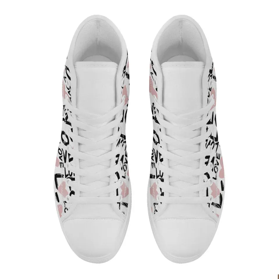 Unique Gift,Personalized Happily Ever After Sneakers, Custom Love-Themed High Tops Shoes, Unique Gift for Couples