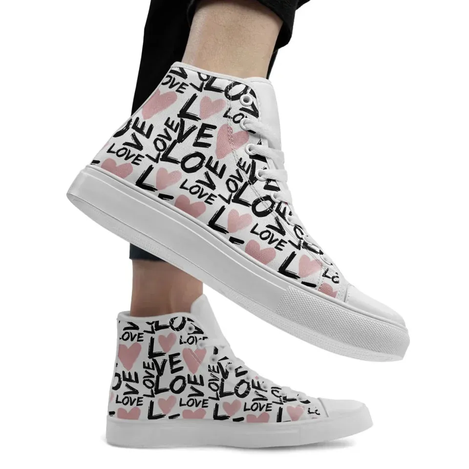 Unique Gift,Personalized Happily Ever After Sneakers, Custom Love-Themed High Tops Shoes, Unique Gift for Couples