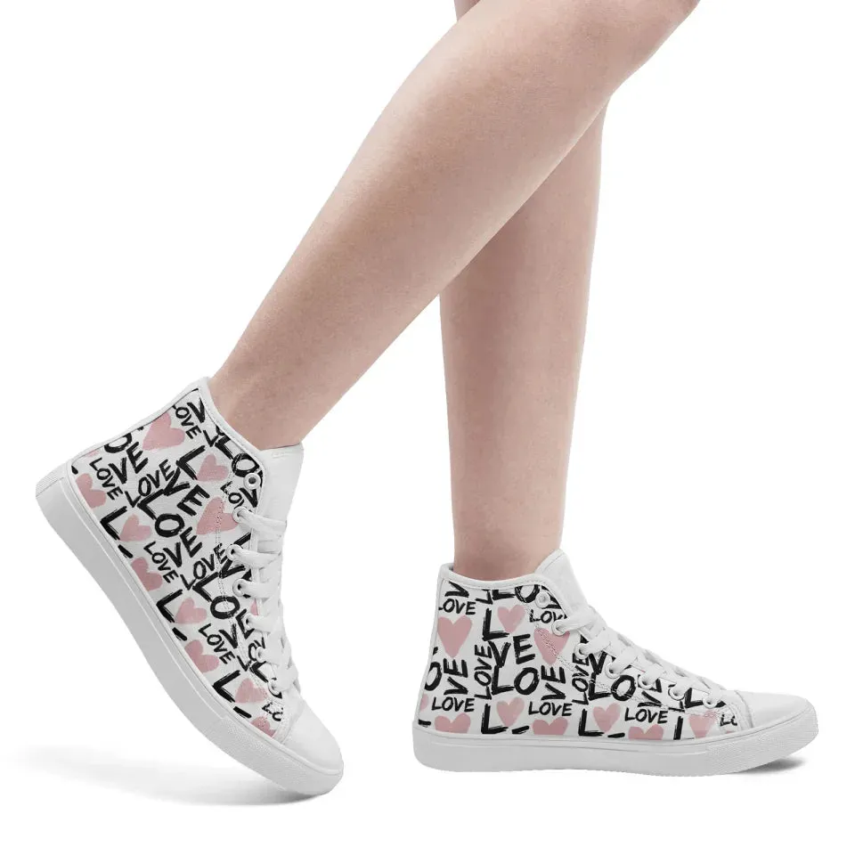 Unique Gift,Personalized Happily Ever After Sneakers, Custom Love-Themed High Tops Shoes, Unique Gift for Couples