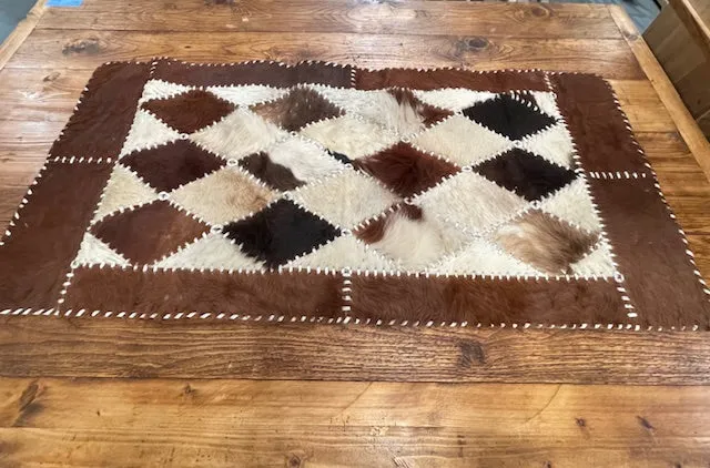 Vintage Cowhide Patchwork Table Runner  #6338
