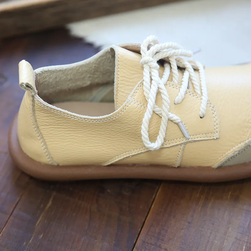 Women Patchwork Leather Flat Casual Shoes