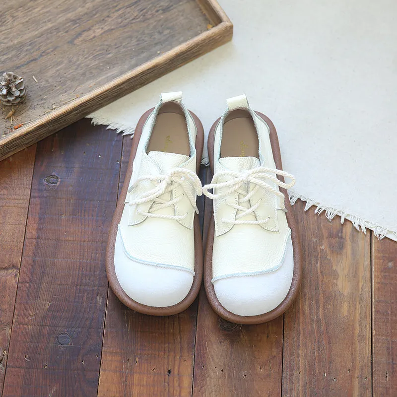 Women Patchwork Leather Flat Casual Shoes