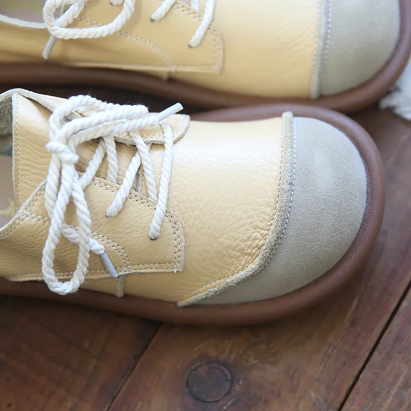 Women Patchwork Leather Flat Casual Shoes