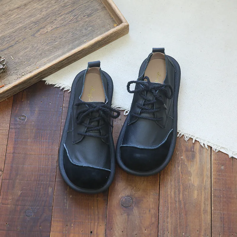 Women Patchwork Leather Flat Casual Shoes