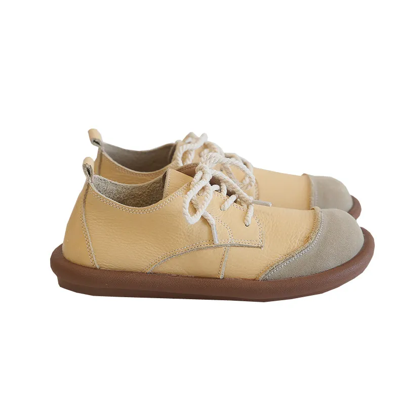 Women Patchwork Leather Flat Casual Shoes